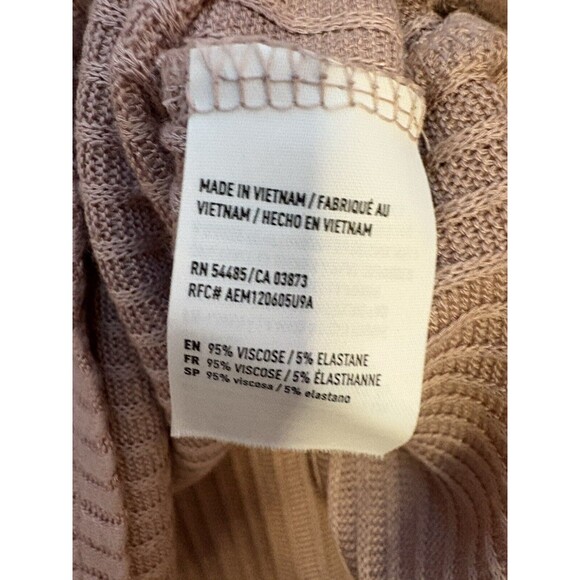 American Eagle Shirt Womens XS Mauve Pink Ribbed Soft Sexy V Neck Long Sleeve - Picture 6 of 7